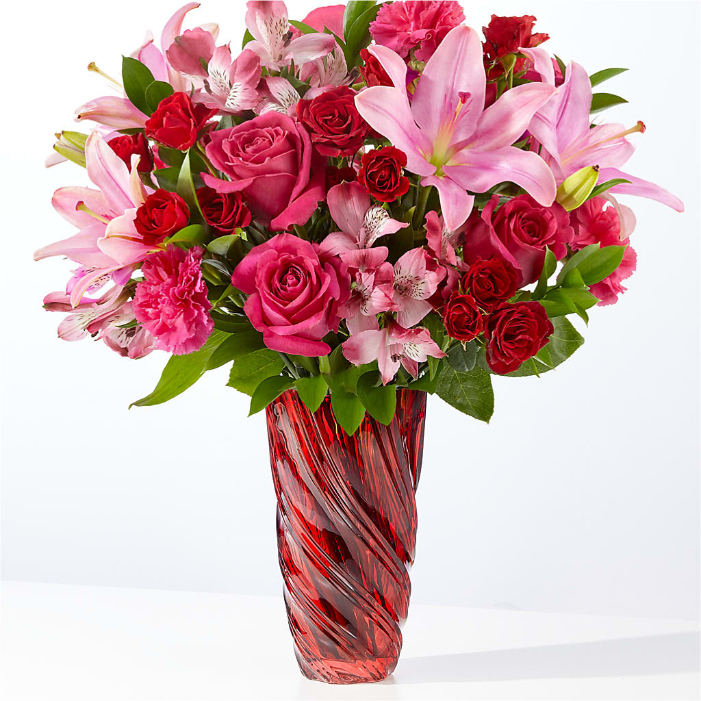 In Love Bouquet with Luxe Swirl Vase – Herbert E Berg Florist Inc, Worcester MA