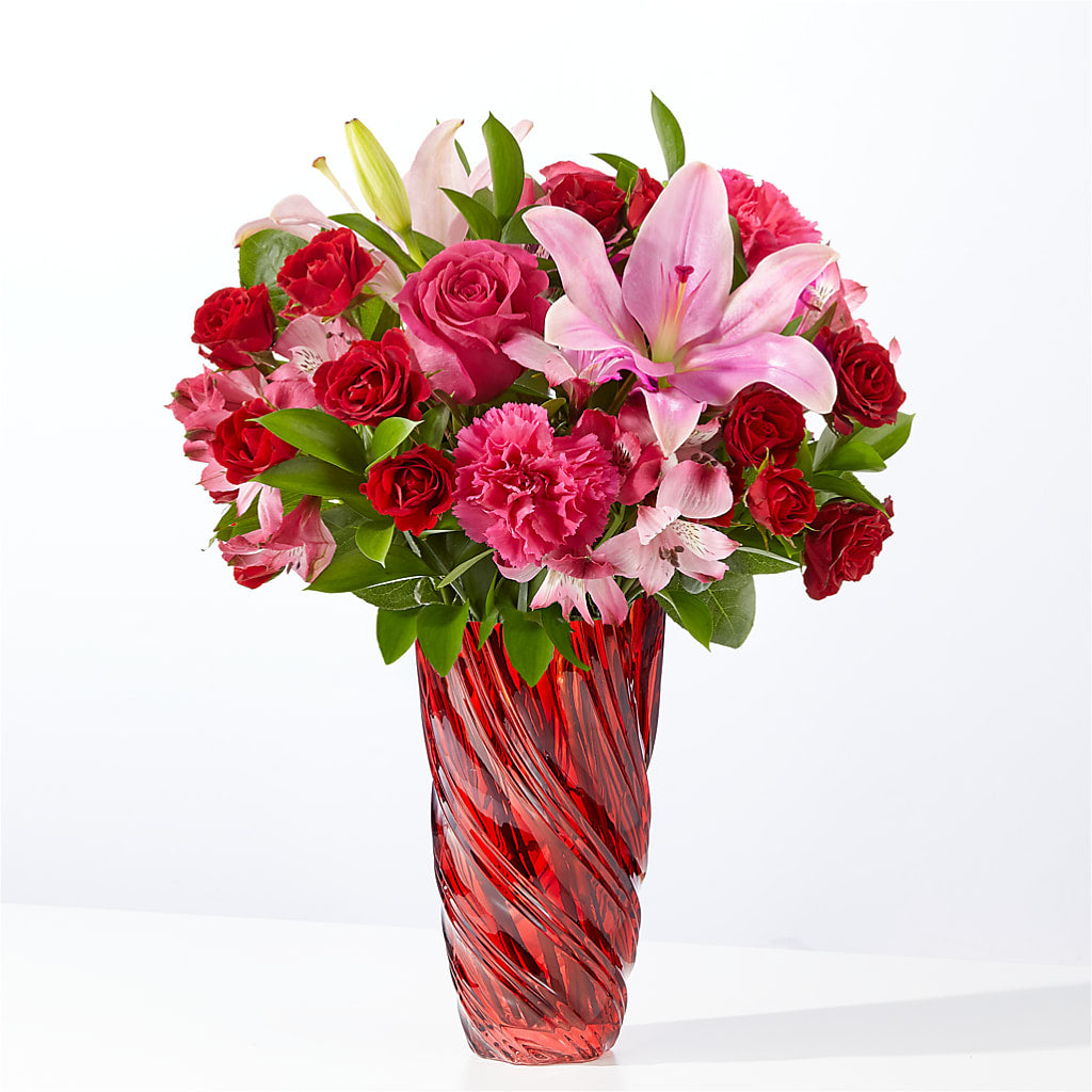 In Love Bouquet with Luxe Swirl Vase – Herbert E Berg Florist Inc, Worcester MA