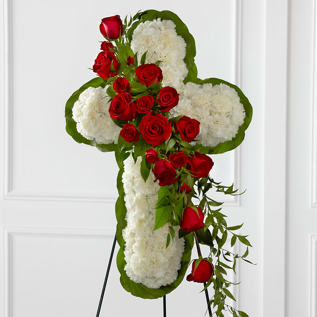 Floral Cross Easel – Herbert E Berg Florist Inc, Worcester MA