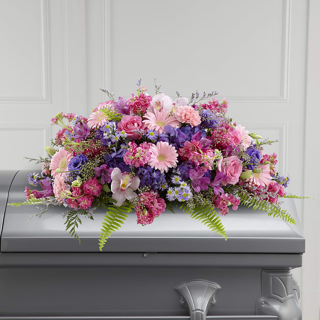 Glorious Garden Casket Spray – Herbert E Berg Florist Inc, Worcester MA