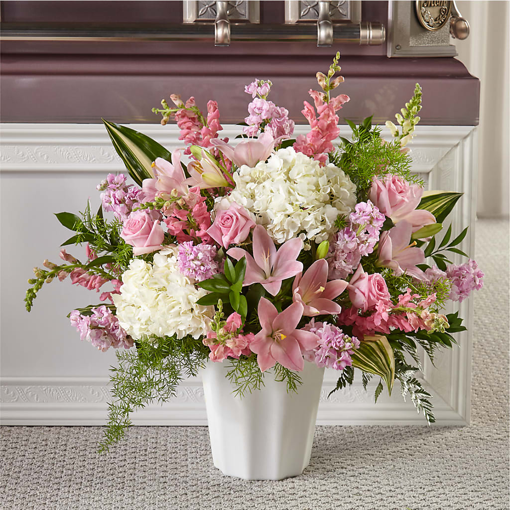 Simply Serene Floor Basket – Herbert E Berg Florist Inc, Worcester MA