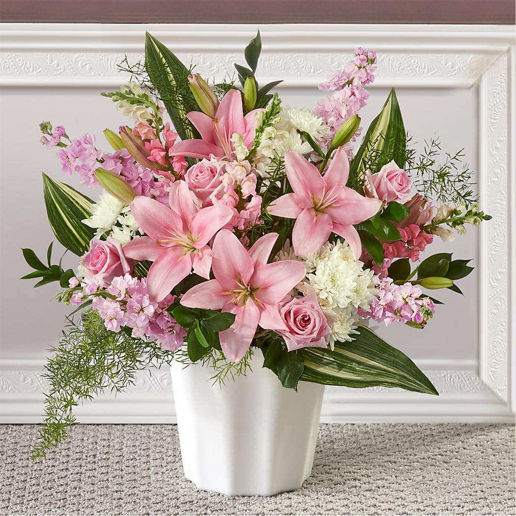 Simply Serene Floor Basket – Herbert E Berg Florist Inc, Worcester MA
