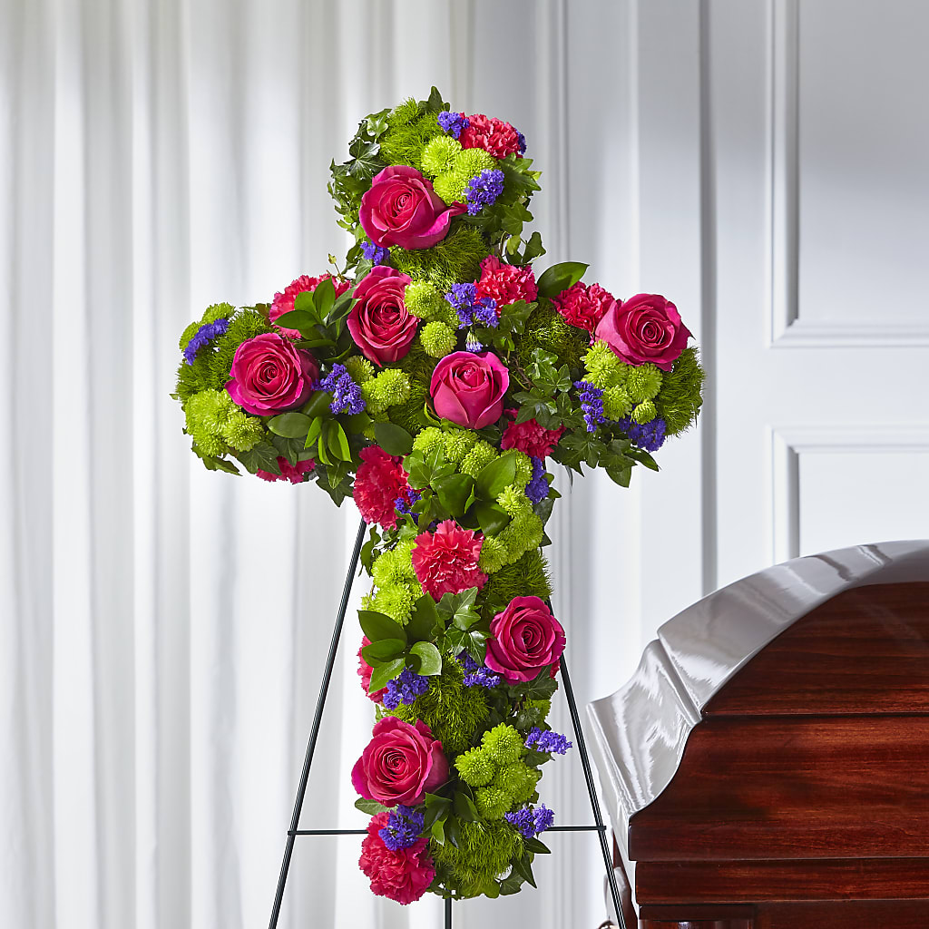 Tribute Rose Floral Cross – Herbert E Berg Florist Inc, Worcester MA