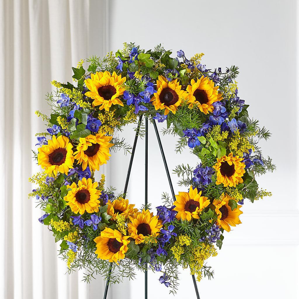 Bright Rays Wreath – Herbert E Berg Florist Inc, Worcester MA