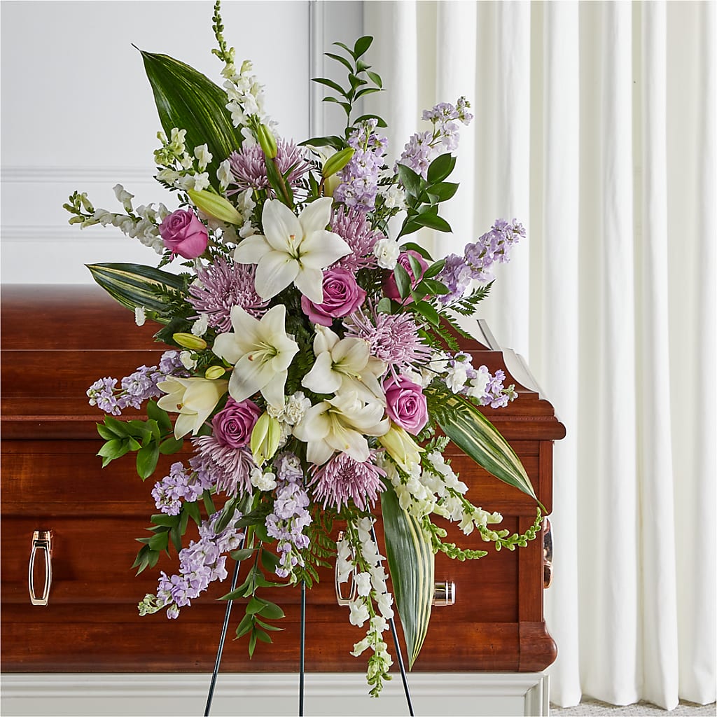 Grateful Hearts Standing Spray – Herbert E Berg Florist Inc, Worcester MA