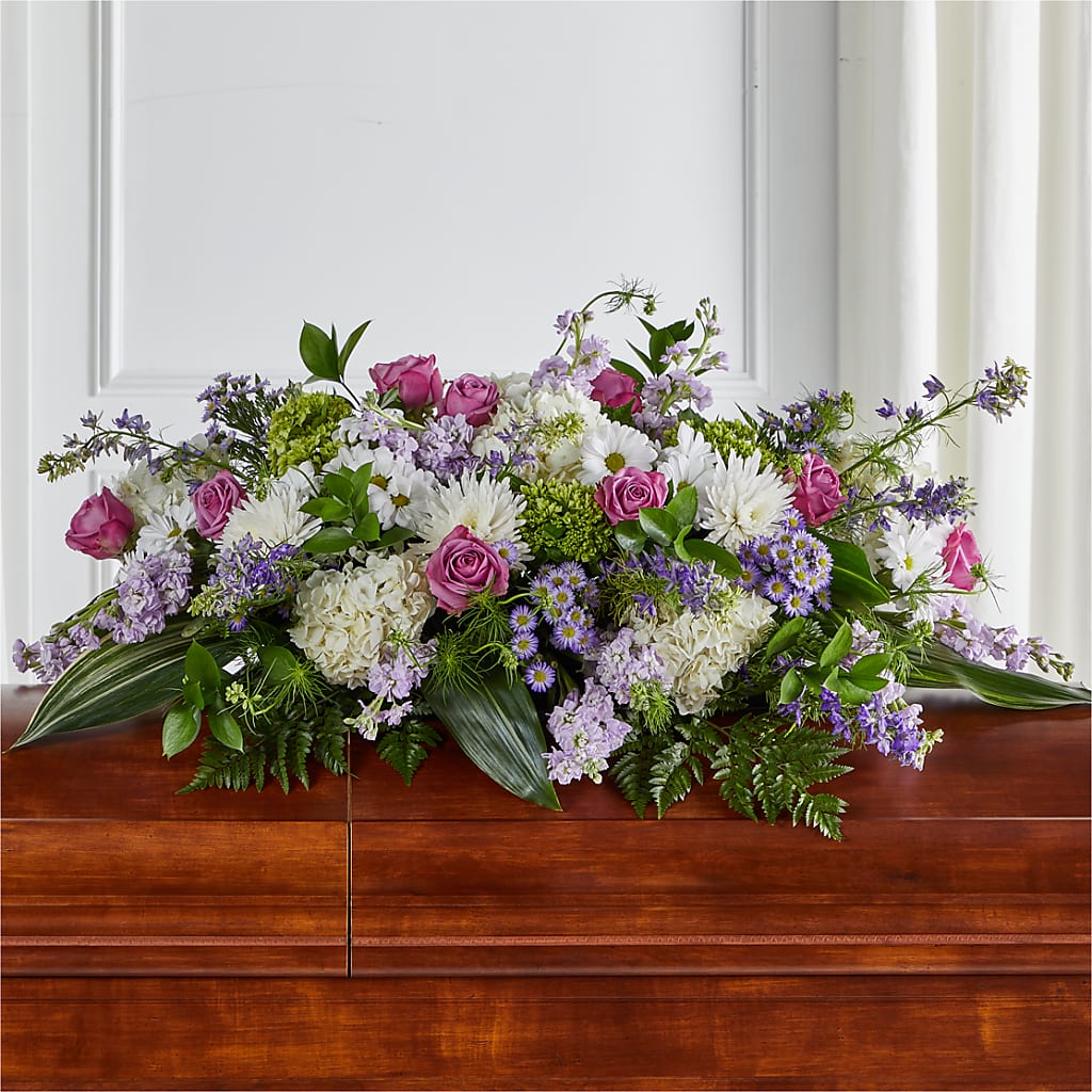 Meadows of Serenity Casket Spray – Herbert E Berg Florist Inc, Worcester MA