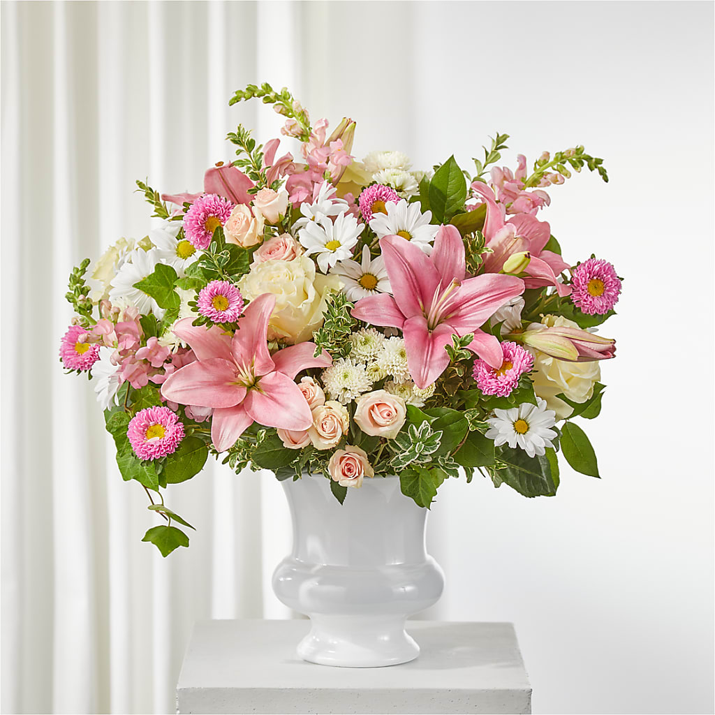 Empathetic Blooms Urn Arrangement – Herbert E Berg Florist Inc, Worcester MA