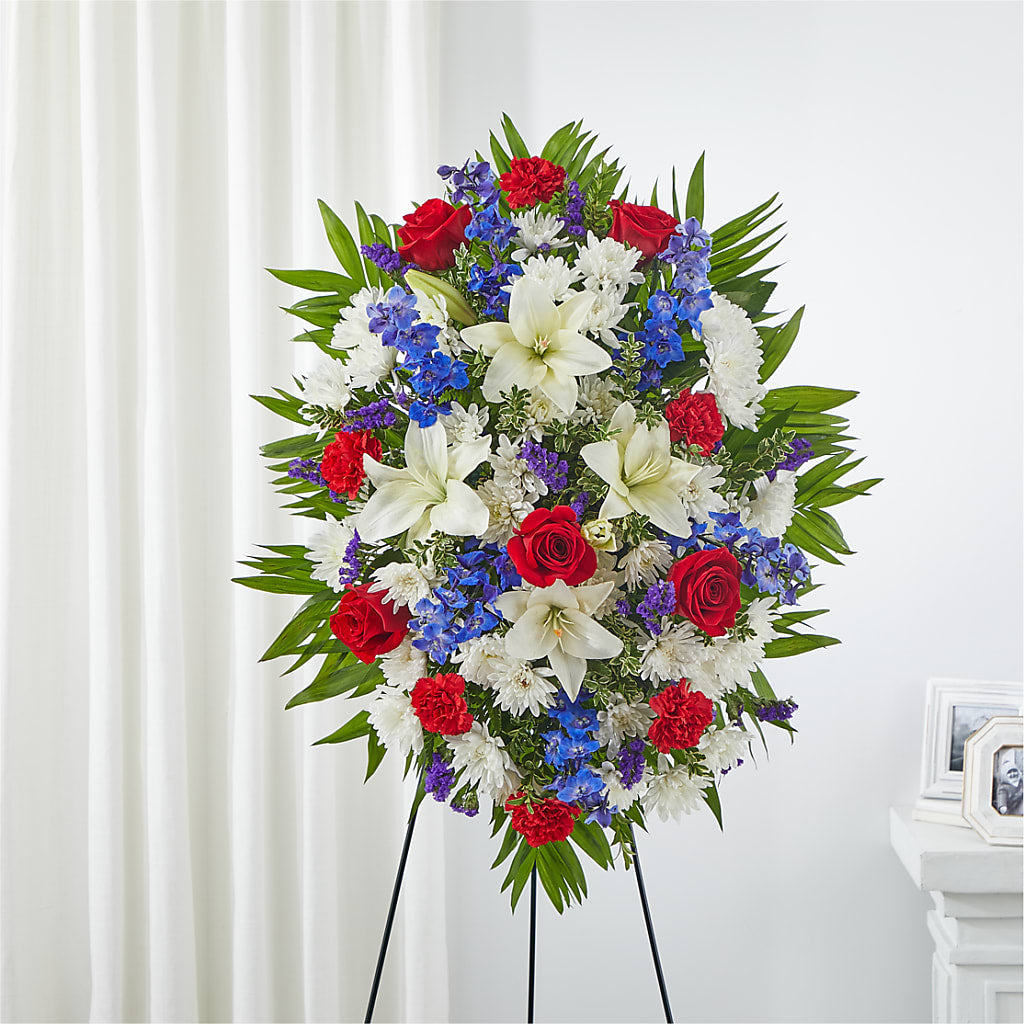 Cherished Service Standing Spray – Herbert E Berg Florist Inc, Worcester MA