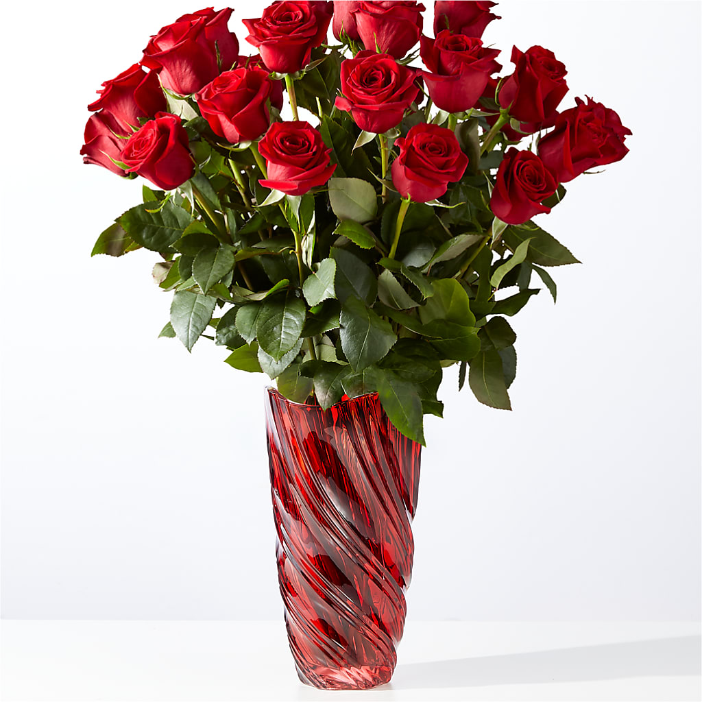 Classic Love Red Rose Bouquet with Luxe Swirl Vase – Herbert E Berg Florist Inc, Worcester MA