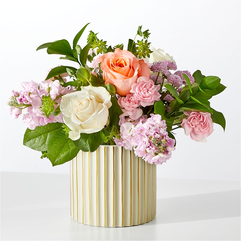 French Market Bouquet with Ivory Vase – Herbert E Berg Florist Inc, Worcester MA