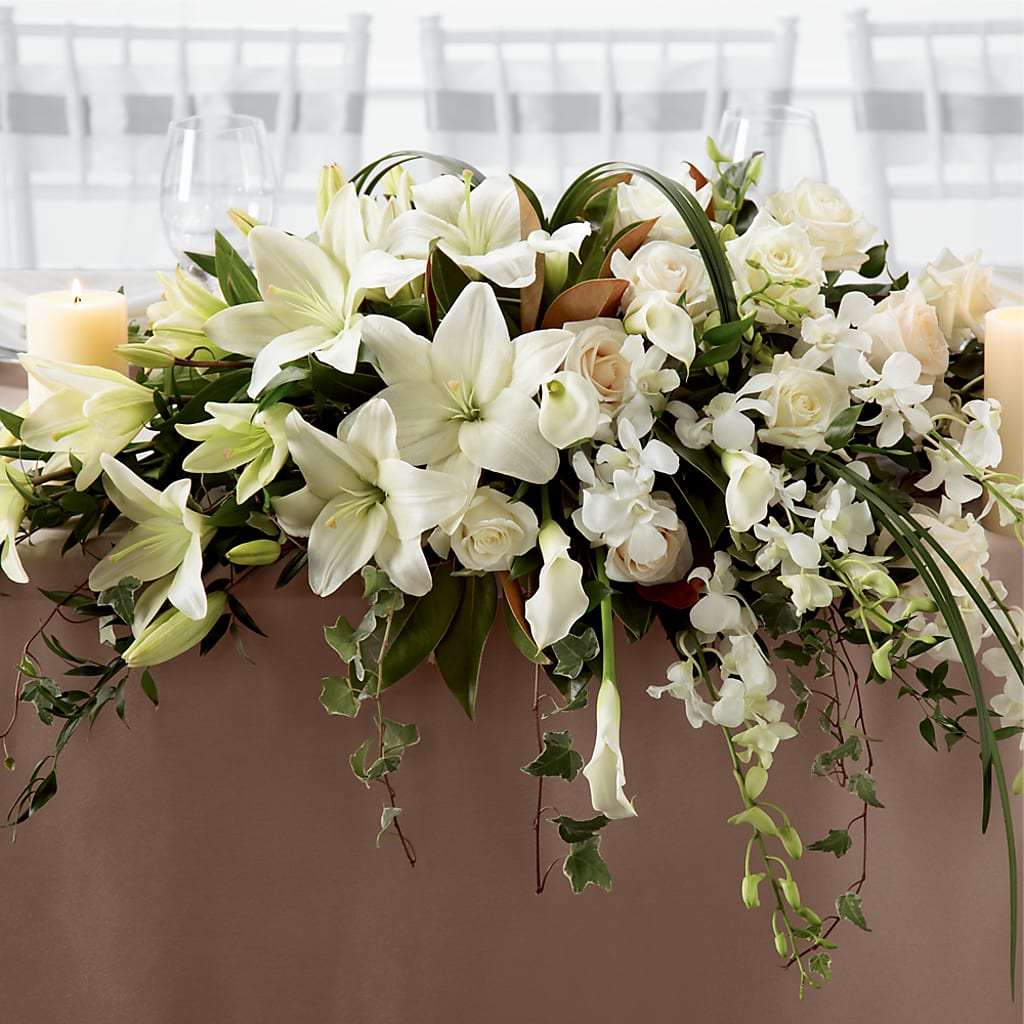 White Linen Arrangement – Herbert E Berg Florist Inc, Worcester MA