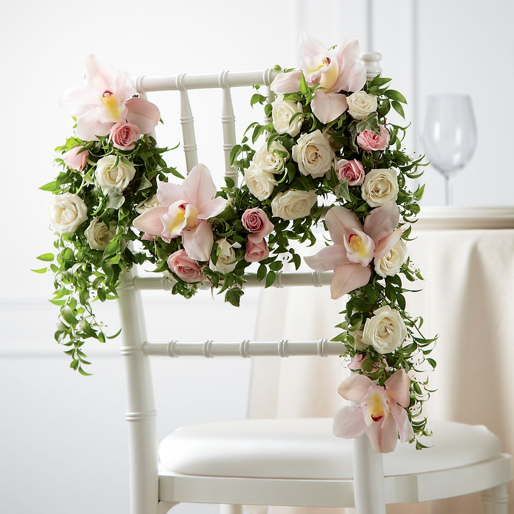 Orchid Rose Chair Décor – Herbert E Berg Florist Inc, Worcester MA