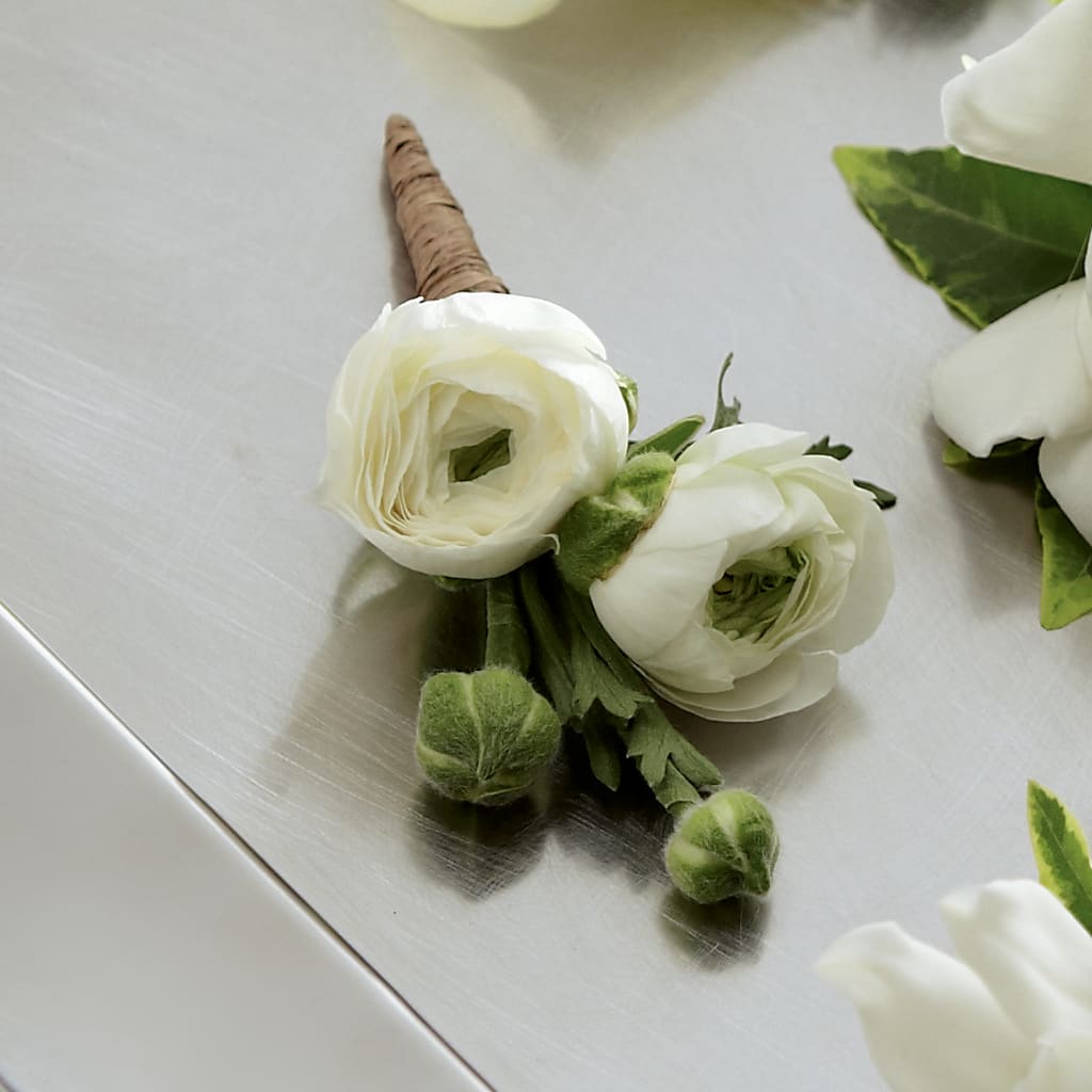 White Ranunculus Boutonniere – Herbert E Berg Florist Inc, Worcester MA