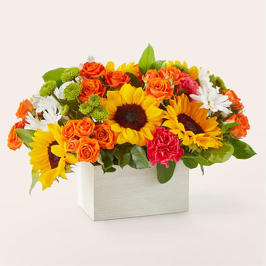 Sun-drenched Blooms Box Bouquet –  Herbert E Berg Florist Inc, Worcester MA