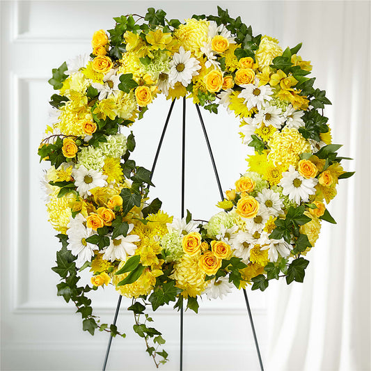 Golden Remembrance Wreath –  Herbert E Berg Florist Inc, Worcester MA