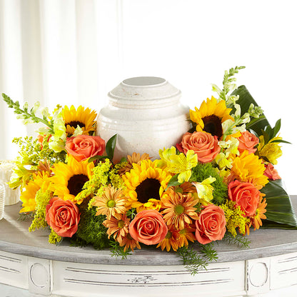 Faithful Sunflower Cremation Adornment –  Herbert E Berg Florist Inc, Worcester MA
