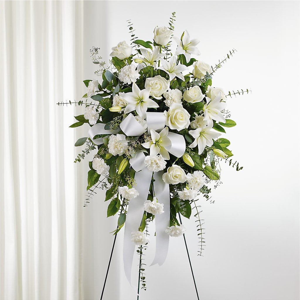 With Care Standing Spray –  Herbert E Berg Florist Inc, Worcester MA