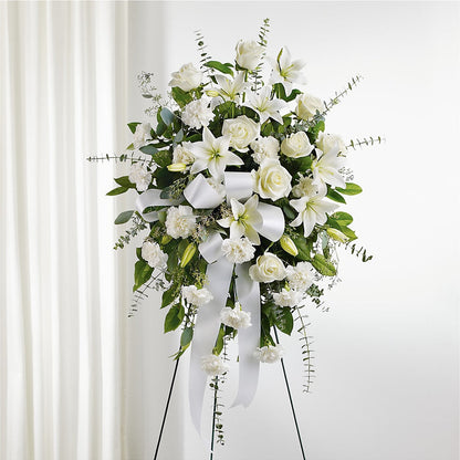 With Care Standing Spray –  Herbert E Berg Florist Inc, Worcester MA