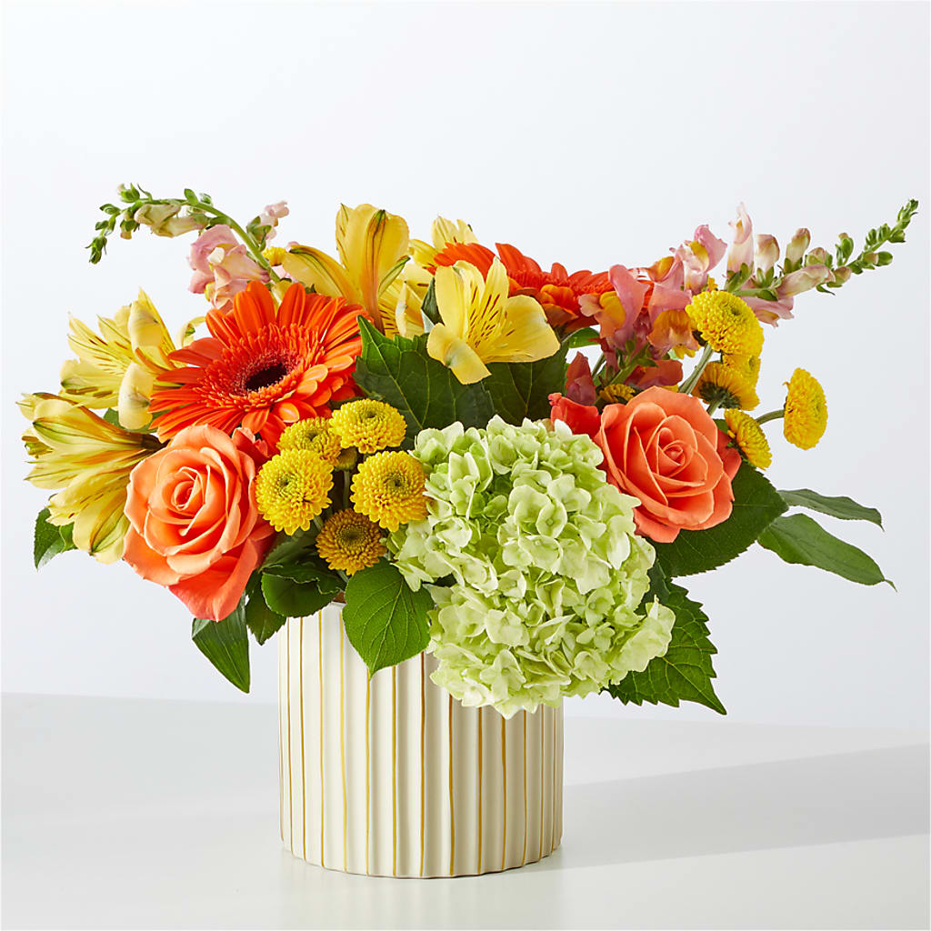 Autumn Sunshine Bouquet with Ivory Vase –  Herbert E Berg Florist Inc, Worcester MA