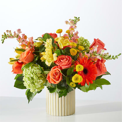 Autumn Sunshine Bouquet with Ivory Vase –  Herbert E Berg Florist Inc, Worcester MA