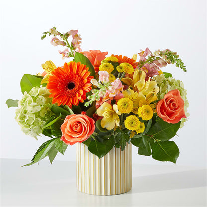 Autumn Sunshine Bouquet with Ivory Vase –  Herbert E Berg Florist Inc, Worcester MA