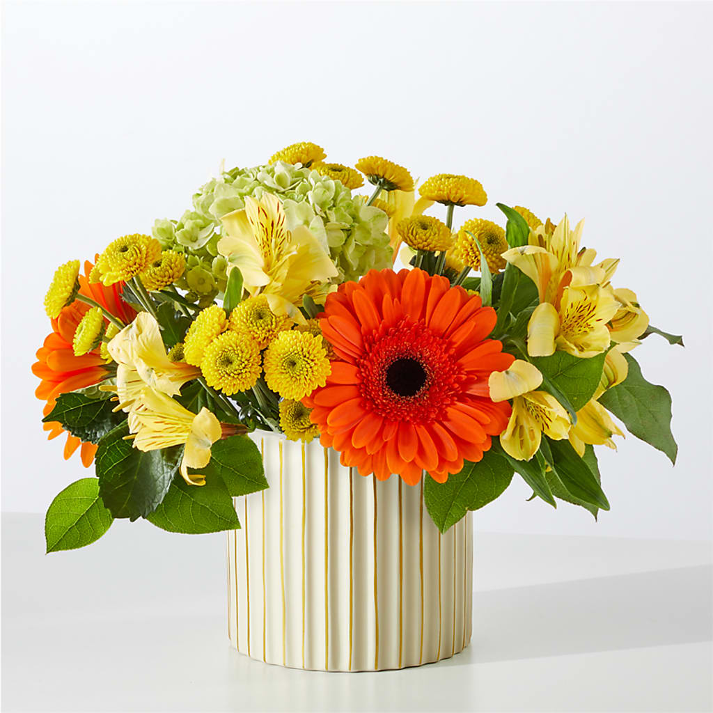 Autumn Sunshine Bouquet with Ivory Vase –  Herbert E Berg Florist Inc, Worcester MA