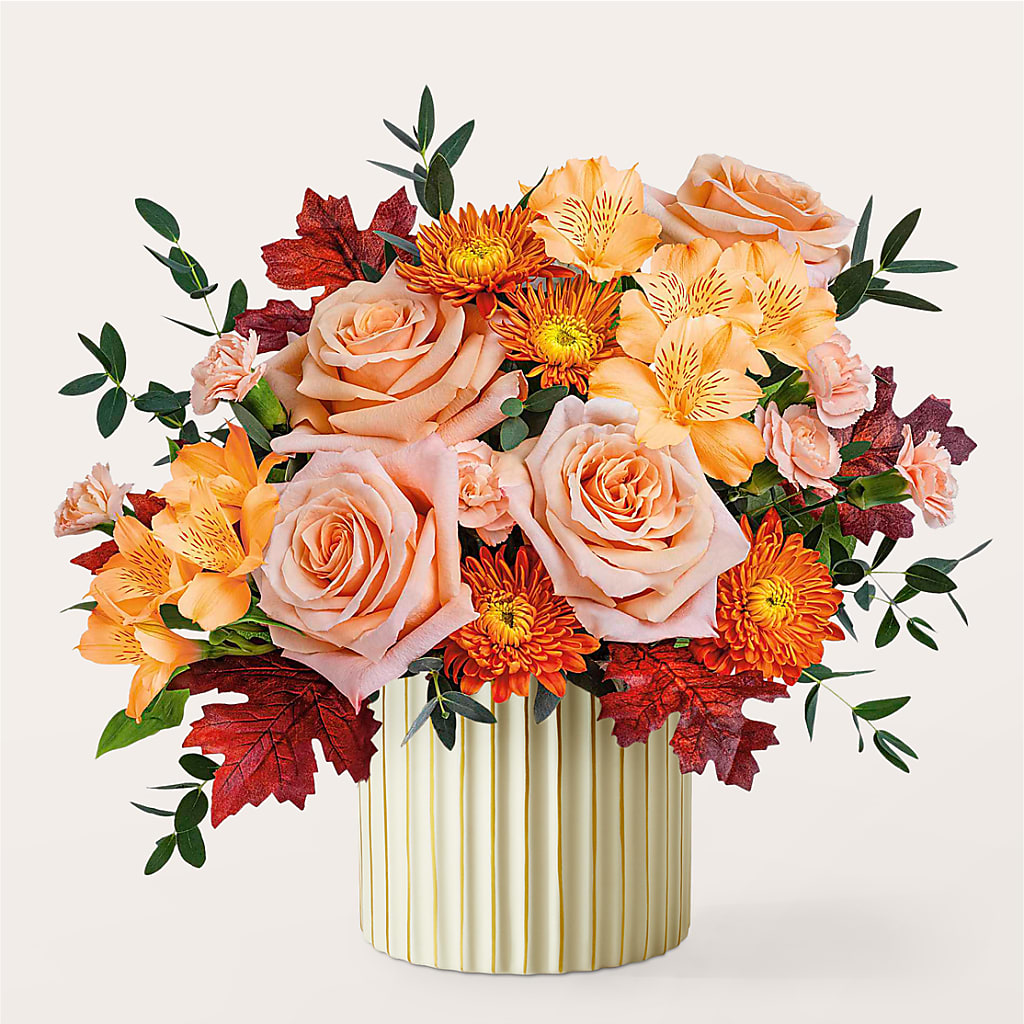 Spiced Latte Bouquet with Ivory Vase –  Herbert E Berg Florist Inc, Worcester MA
