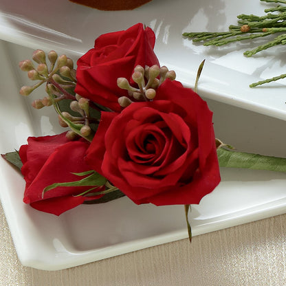 Red Spray Rose Boutonniere –  Herbert E Berg Florist Inc, Worcester MA